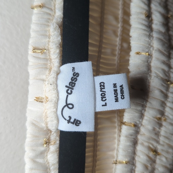 Art Class Off-White Smocked Dress with Gold Dots, Lined, Girls Size L 10/12 - Picture 3 of 5